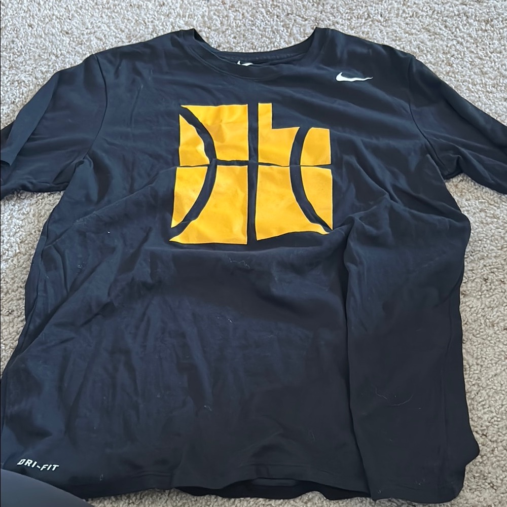 Nike Black and Yellow Utah Jazz Dri-FIT Sports Tee